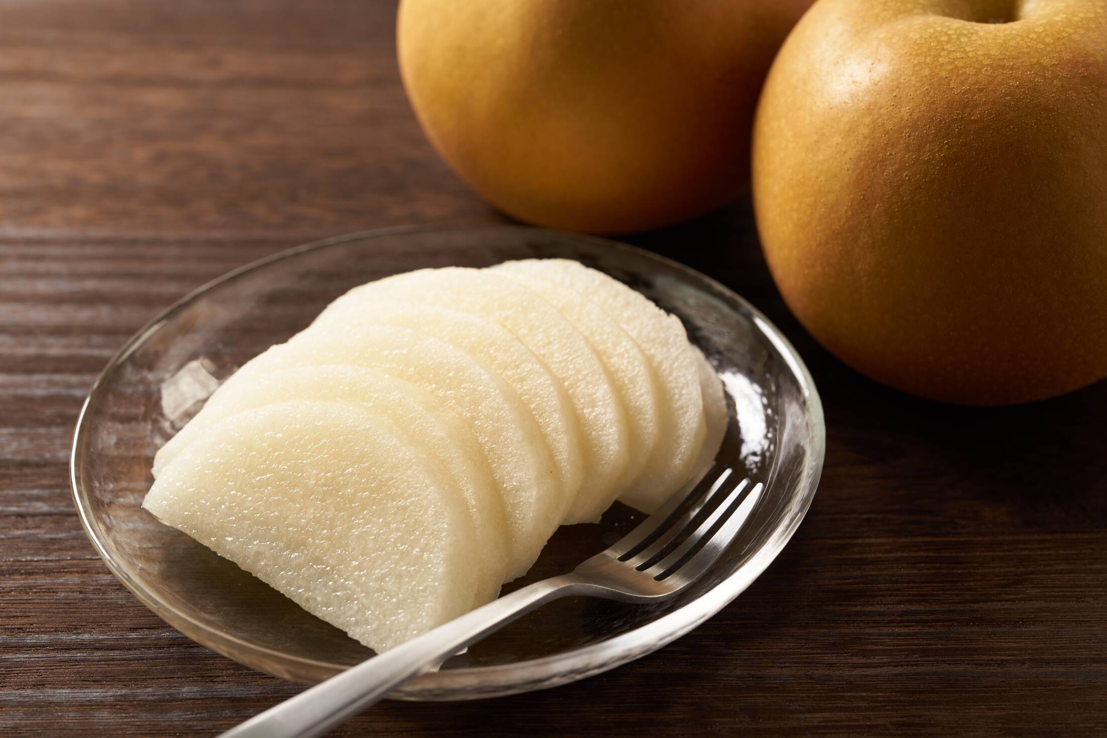 Japanese,Pear,On,Wooden,Background