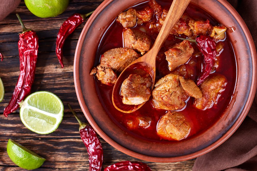 Carne,Adobada,Or,Hearty,Red,Chile,And,Pork,Stew,In