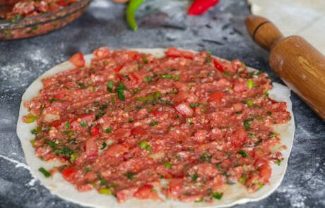 Traditional,Turkish,Pizza,(lahmacun),Is,Ready,To,Cook,On,The
