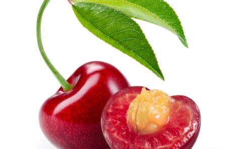 Cherry,Isolated.,Sour,Cherry.,Cherries,With,Leaves,On,White,Background.